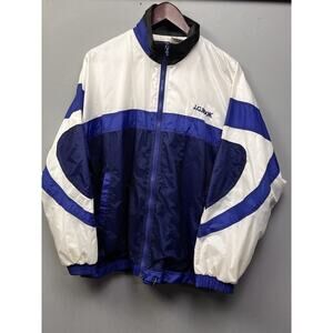 Vintage J.G. Hook Windbreaker Mens Medium Blue Black White Nylon‎ Zip 90's